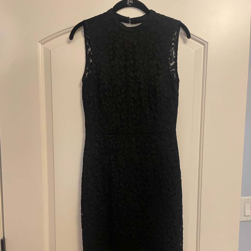 Mango Black Floral Lace Dress-Knee Length-Size 4